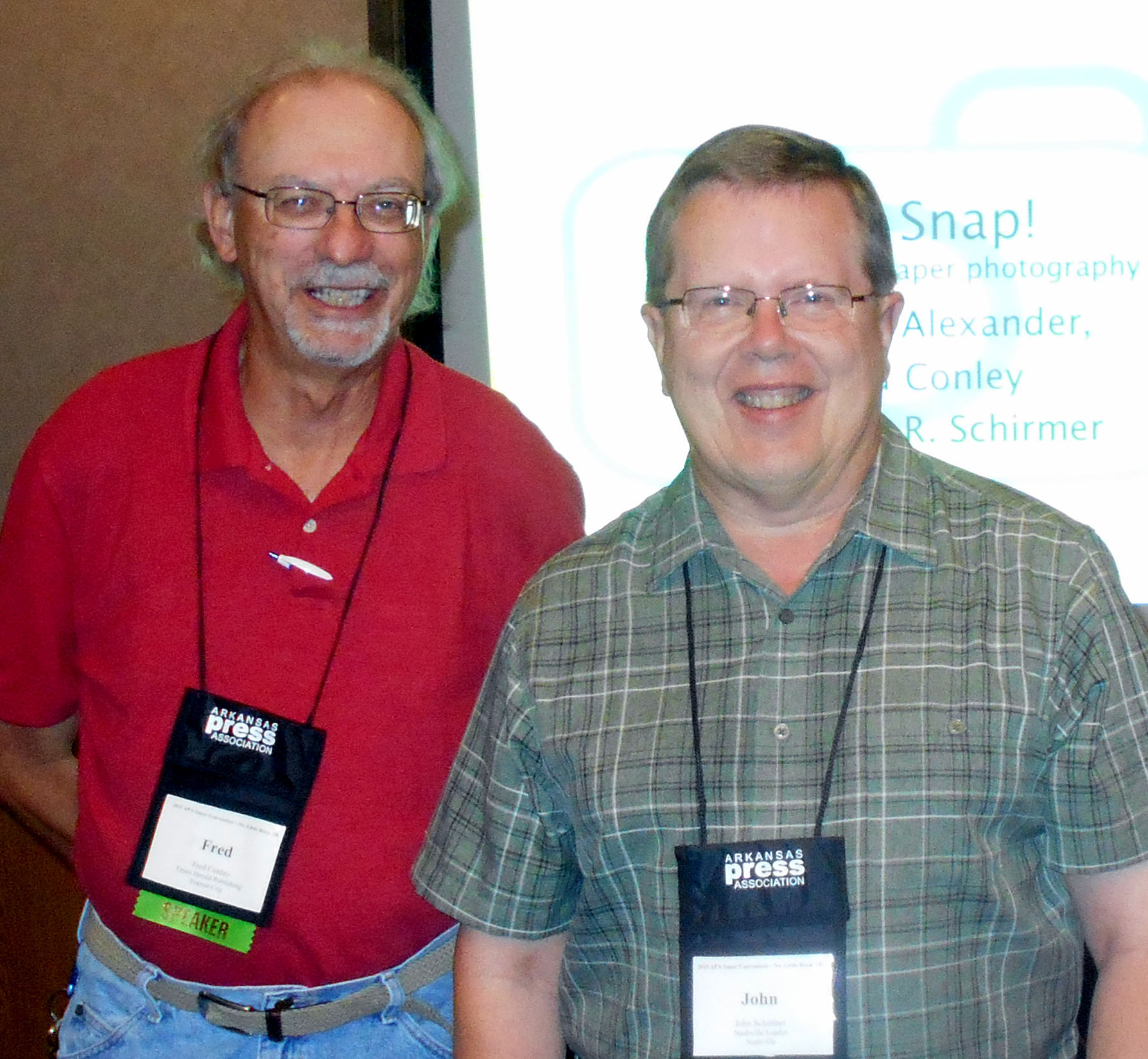 Presenters Fred Conley of the Forrest City Times Herald and John R. Schirmer of The Nashville Leader presented a New Photography session at the APA convention.