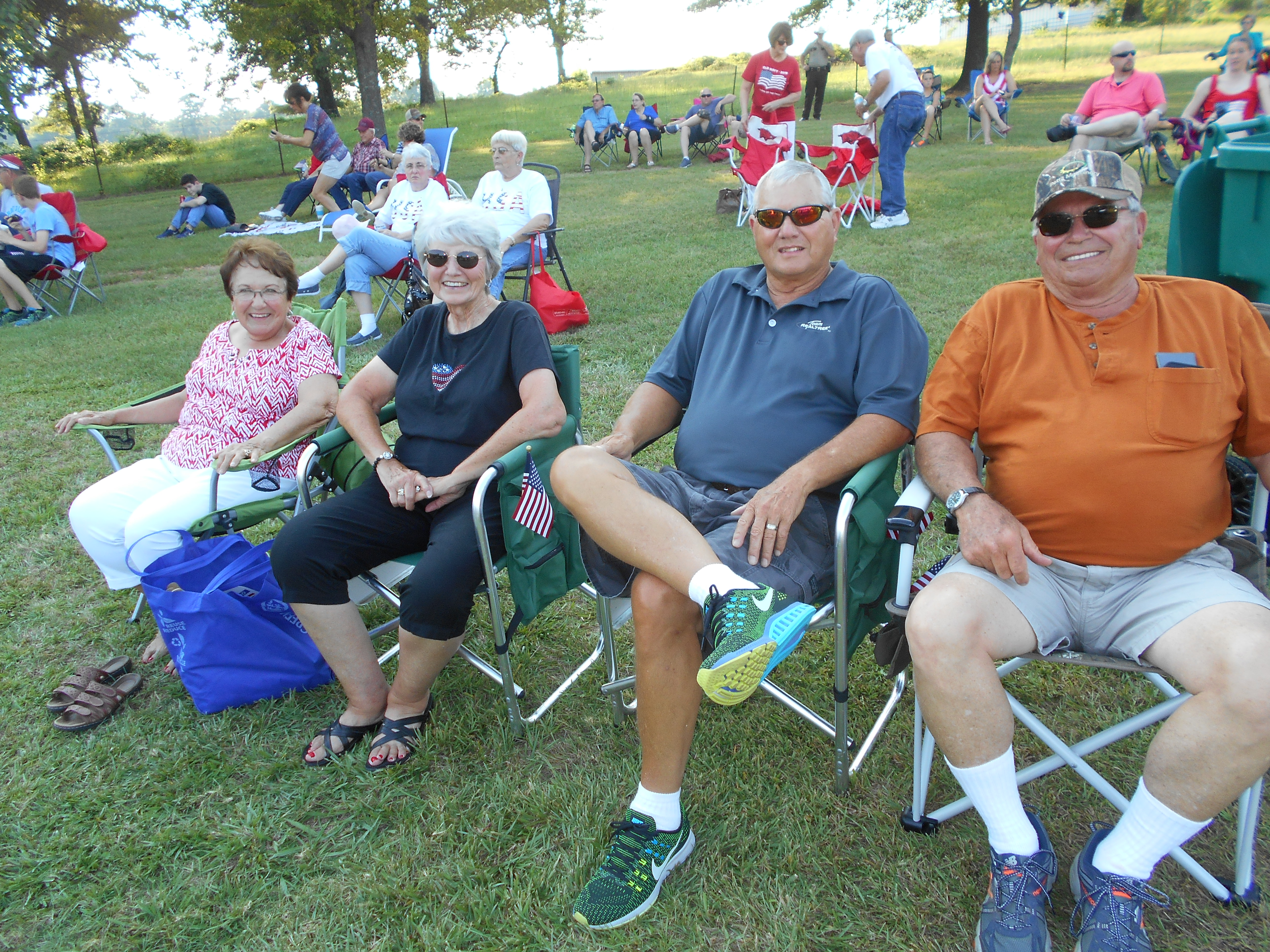 Dana, far left, and Donnie Newberg, far right, with their friends Reasel, left, and Hobert Thurgood from Rison. The Thurgoods were camping at Blue Ridge Recreational Area on Dierks Lake, and came to Nashville to see their first Stand Up show.