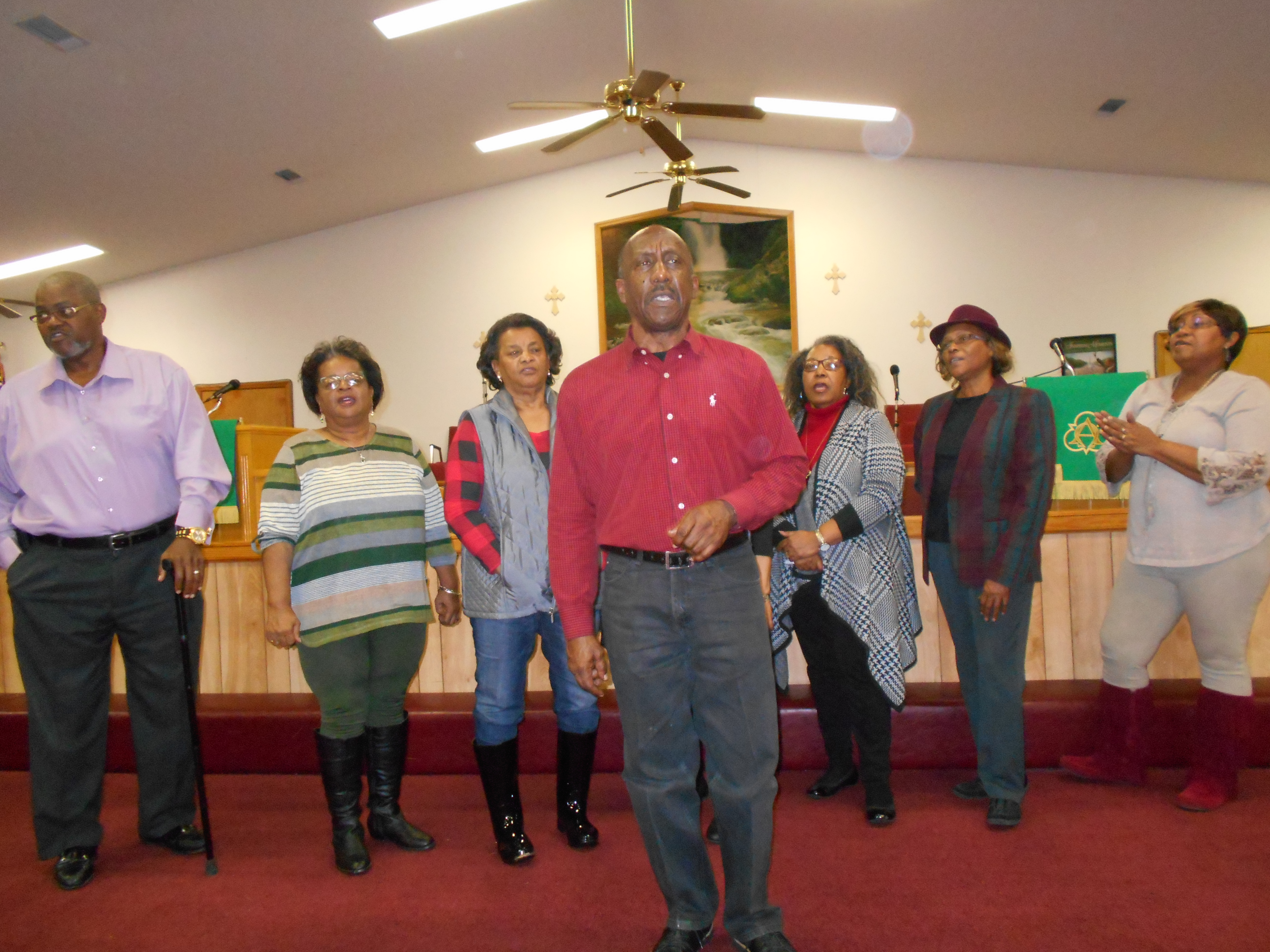 Don Scoggins, foreground, and singers from the Dodson Street Church of Christ provided a number Monday night at the community's annual Dr. Martin Luther King Jr. Day observance.