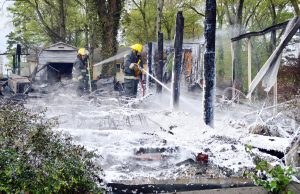 Early morning fire destroys Peach Shed