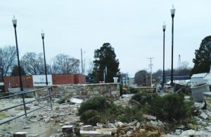 Big rig destroys Amity town square