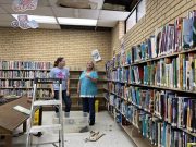 Storm-damaged roof causing damage at library, police station, courtroom