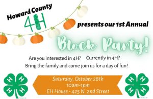Howard County 4-H Block Party Oct. 28
