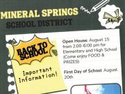 Mineral Springs Opens House Aug. 15; school kicks off Aug. 20